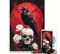 Red Moon And White Roses Jigsaw Puzzle 1000 Piece for Adults Mind Game Toy Peaceful Fun Neat Cut Art Collection Piece (38x52cm)