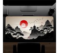 Red Moon Black Landscape Large Gaming Mouse Pad 1200x600x3 mm Long Computer Keyboard Mousepad XXL Mouse Mat Washable with Slip Rubber Base Desk Pad for PC, Laptop, Office