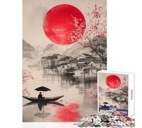 Red Moon by The River Jigsaws 1000 Pieces for Teenagers Boost Cognitive Clarity And Sharpness Mindful Calm Play Enjoyment (50x75cm)