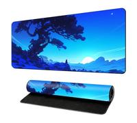 Red Moon Cherry Blossoms Gaming Mouse Pad Black and Red Japanese Style Extra Large Keyboard Mouse Mat XXL Non-Slip Rubber Base Personalized Desk Pad for Home Computer Office Laptop (Y,800*400*3mm)