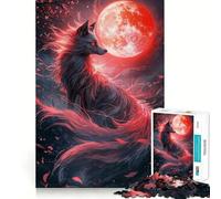 Red Moon Fox Jigsaw Puzzle for Adults 1000 Pieces Memory Boost Group Play Pattern Assembly Xmas Surprise (38x52cm)