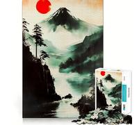 Red Moon Fuji 1000 Piece Jigsaw Puzzles for Adults Teenagers Solid Logic Toy Quiet Fun Precision Cut Santa Wish Pick (38x52cm)