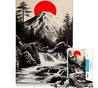 Red Moon Fuji Hard Jigsaw Puzzle for Adults 1000 Pieces Mind Challenge Toy Gentle Leisure Precise Cut Memorable Gift (38x52cm)