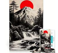 Red Moon Fuji Jigsaw Puzzles for Adults1000 Pieces Memory Boost Together Fun Image Assembly Art Collectible (38x26cm)