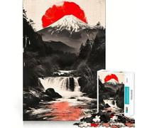 Red Moon Fuji Jigsaw Puzzles for Teenagers 1000 Piece Thought Toy Calm Escape Precise Edge Amazing Present (38x52cm)