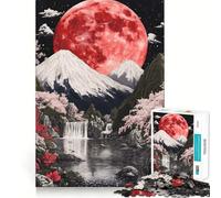 Red Moon Fuji Mountain 1000 Pieces Jigsaw Puzzles for Adults Mental Logic Toy Serene Time Firm Cut (38x26cm)