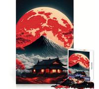 Red Moon Japan 1000 Piece Jigsaw Puzzles for Adults Jigsaw Mind Play Home Pastime Clean Edge Lovely Present (38x52cm)