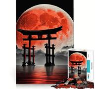 Red Moon Japan 1000 Piece Jigsaw Puzzles for Adults Jigsaw Mind Play Home Pastime Clean Edge Lovely Present (38x26cm)