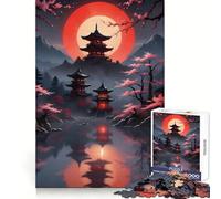 Red Moon Japan 1000 Piece Jigsaw Puzzles for Teenagers Jigsaw Brain Workout Toy Group Play Art Assembly Classic Gift (38x26cm)