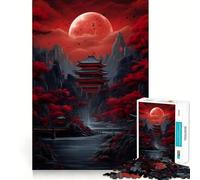 Red Moon Japan 1000 Pieces Jigsaw Puzzles for Adults Strengthen Memory Casual Fun Clean Edge Classic Gift (50x75cm)