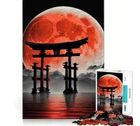 Red Moon Japan 1000 Pieces Jigsaw Puzzles for Teenagers Memory Upgrade Casual Relax Sharp Cut Art Display (38x52cm)