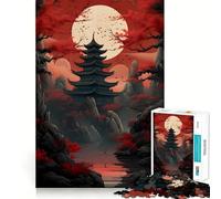 Red Moon Japan Hard Jigsaw Puzzle for Adults 1000 Pieces Improve Memory Relaxed Mind Sharp Edge Stylish Gift (38x26cm)