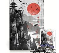 Red Moon Japan Ink Jigsaw Puzzle for Teenagers 1000 Pieces Reason Skill Toy Calming Play Exact Cut Perfect Present (50x75cm)