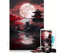Red Moon Japan Jigsaw 1000 Pieces for Teenagers Strengthen Memory Calm Relax Smooth Edge Amazing Present (38x52cm)
