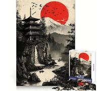 Red Moon Japan Jigsaw Puzzle for Adults 1000 Pieces Memory Boost Group Play Pattern Assembly Xmas Surprise (38x52cm)
