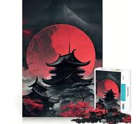 Red Moon Japan Jigsaw Puzzles for Teenagers 1000 Piece Thought Toy Calm Escape Precise Edge Amazing Present (38x52cm)