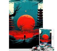 Red Moon Japan Night Jigsaws for Adults1000 Pieces Gifts for Women Men Difficult Challenge Home Decoration Toys for Age 14+ Game (38x26cm)