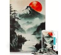 Red Moon Mountain Hard Jigsaw Puzzle for Adults 1000 Pieces Pure Logic Toy Home Activity Clean Cut Lovely Gift (38x26cm)