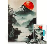 Red Moon Mountain Jigsaw Puzzle 1000 Piece for Adults Think Smart Toy Family Joy Accurate Cut Fine Art Piece (50x75cm)