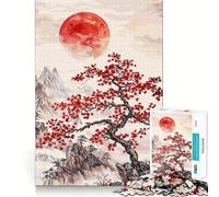 Red Moon Mountain Landscape 1000 Piece Jigsaw Puzzles for Adults Jigsaw Mind Play Home Pastime Clean Edge Lovely Present (50x75cm)