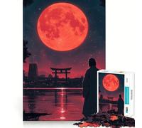 Red Moon Night Japanese Jigsaw Puzzles for Adults1000 Pieces Memory Gain Stress Relief Design Assembly Memorable Gift (50x75cm)