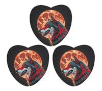 Red Moon Outdoor Wolf Car Air Freshener, 3 Pcs Love form Hanging Air Freshener Cards, Long Lasting Fragrance Scented Cards for Car, Home, Office Black-style