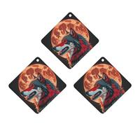 Red Moon Outdoor Wolf Car Air Freshener, 3 Pcs Rhombus Hanging Air Freshener Cards, Long Lasting Fragrance Scented Cards for Car, Home, Office Gray-style