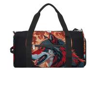 Red Moon Outdoor Wolf Gym Bag for Men Women, Waterproof Gym Tote Bags, Large Duffel Bag for Travel Workout