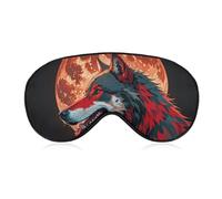 Red Moon Outdoor Wolf Sleep Mask with Adjustable Strap, Breathable Sleep Masks for Women Men, Soft Eye Mask for Side Sleepers, Travel, Office Nap, Airplane & Blocking Light