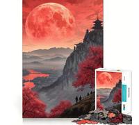 Red Moon Over Mountains Jigsaw Puzzle for Teenagers 1000 Pieces Mind Game Toy Relaxed Mind Neat Cut (50x75cm)