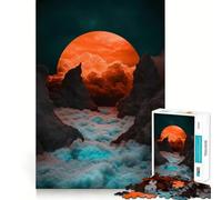 Red Moon Over Mountains Jigsaw Puzzles for Adults1000 Pieces Memory Boost Together Fun Image Assembly Art Collectible (50x75cm)
