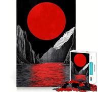 Red Moon Over Mountains Jigsaw Puzzles for Adults1000 Pieces Smart Game Quiet Calm Pattern Assembly Amazing Present (50x75cm)