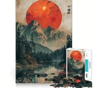 Red Moon Over Valley Jigsaw Puzzles for Adults1000 Piece Mind Skill Group Joy Quality Edge Art Collection Piece (50x75cm)