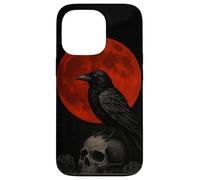 Red moon raven skull dark gothic phone Case for iPhone 13 Pro