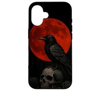 Red moon raven skull dark gothic phone Case for iPhone 16