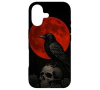 Red moon raven skull dark gothic phone Case for iPhone 17