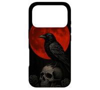 Red moon raven skull dark gothic phone Case for iPhone 17 Pro