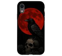 Red moon raven skull dark gothic phone Case for iPhone XR