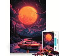 Red Moon Road Trip Jigsaw Puzzles for Teenagers 1000 Piece Mind Challenge Toy Relaxing Fun Precise Cut Festive Gift (38x26cm)