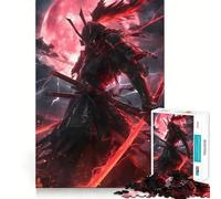Red Moon Samurai 1000 Piece Jigsaw Puzzle for Teenagers Strengthen Recall Peaceful Fun Quality Edge (50x75cm)