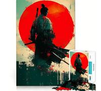 Red Moon Samurai Jigsaw Puzzles 1000 Pieces for Adults Boost Memory Peaceful Fun Premium Cut Memorable Gift (38x26cm)