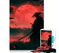 Red Moon Samurai Jigsaw Puzzles for Adults1000 Pieces Improve Memory Relax Mind Sharp Edge Art Collection Piece (38x26cm)