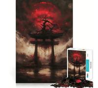 Red Moon Torii Gate 1000 Piece Jigsaw Puzzle for Teenagers Enhance Recall Family Bond Exact Edge Thoughtful Gift (38x26cm)