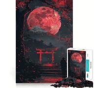 Red Moon Torii Gate Fuji 1000 Piece Jigsaw Puzzles for Teenagers Jigsaw Think Toy Together Fun Sharp Cut Art Collectible (38x52cm)