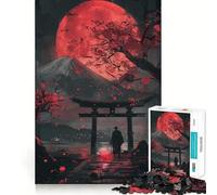 Red Moon Torii Gate Fuji Hard Jigsaw Puzzle for Adults 1000 Pieces Intellect Toy Cozy Time Quality Cut (38x52cm)