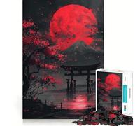Red Moon Torii Gate Fuji Jigsaw Puzzle for Teenagers 1000 Pieces Boost Memory Relaxing Fun Premium Cut Stylish Gift (50x75cm)