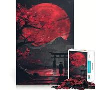 Red Moon Torii Gate Fuji Jigsaw Puzzles for Adults 1000 Pieces Brain Skill Relaxed Mind Exact Edge Art Collection Piece (38x52cm)