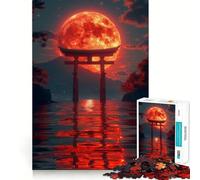 Red Moon Torii Gate Jigsaw Puzzle 1000 Piece for Teenagers Reason Skill Toy Relaxing Fun Exact Cut (50x75cm)