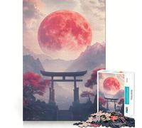 Red Moon Torii Gate Jigsaw Puzzles for Adults1000 Pieces Smart Game Quiet Calm Pattern Assembly Amazing Present (38x26cm)