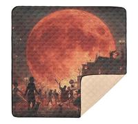 Red Moon Town Celebration Soft Padded Baby Play Mat for Indoor Outdoor Comfortable Playroom Activity Mat for Babies Infants Toddlers, 50'' x 50''